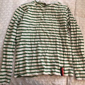 KULE Striped Long Sleeve Top in Green and White